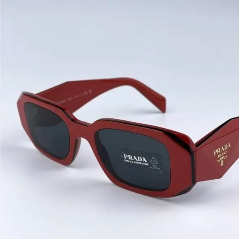 NEW Prada PR17WS 12N5S0 Orange Black Dark Grey Rectangle Unisex Sunglasses - Picture 10 of 15